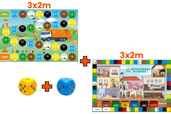 ZESTAW: Gry XL 3x2m - Segregacja Odpadów + Recyklingowe Wyzwanie + 2 kostki 10cm